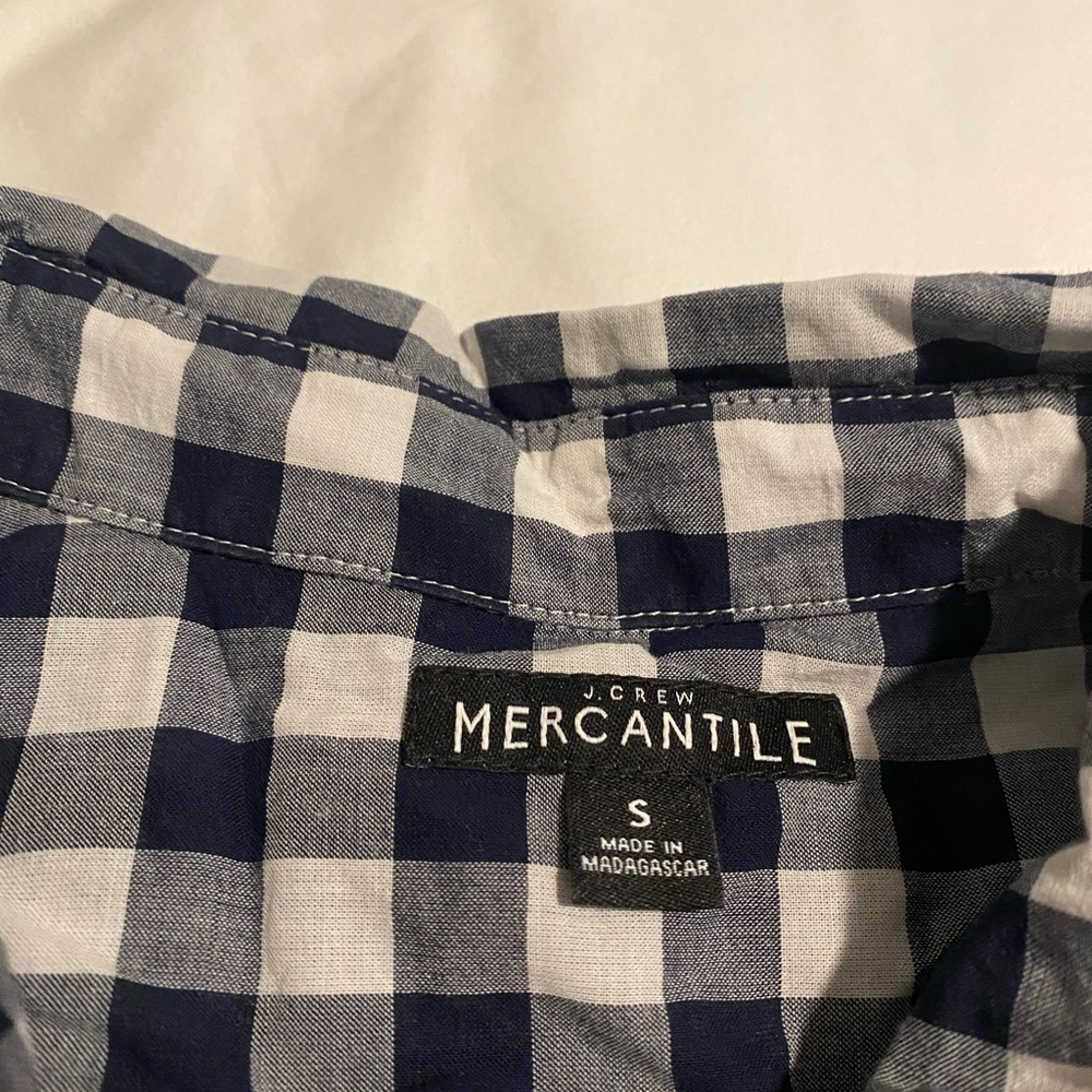 J.Crew Navy and White Gingham Button Down, 100% Cotton, Size Small - Picture 2 of 5